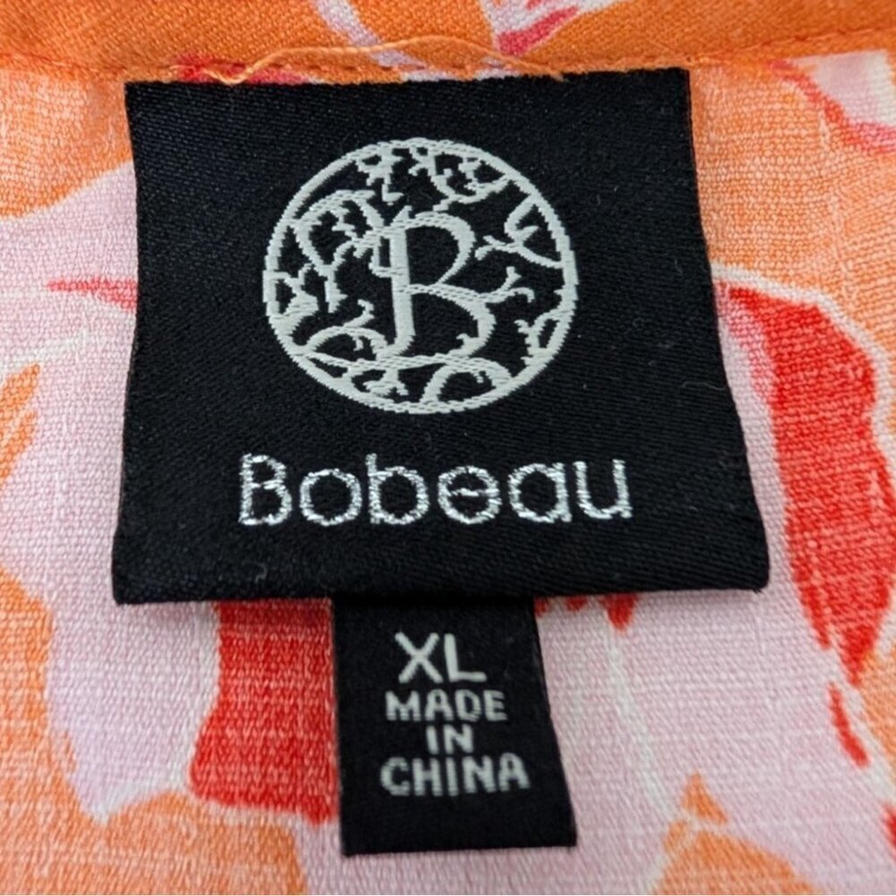 Bobeau Floral Maxi Wrap Dress Womens Size XL Orange Dolman Sleeve Tropical - Picture 5 of 13